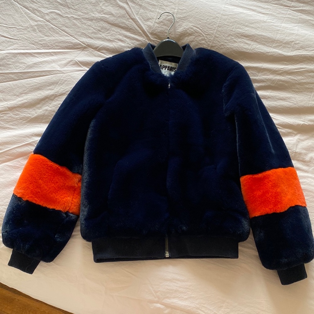 NWOT Apparis Bomber Jacket JEM Navy Blue / Neon Orange Small